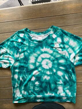 K Jordan Teal & White Tie-Dye Top